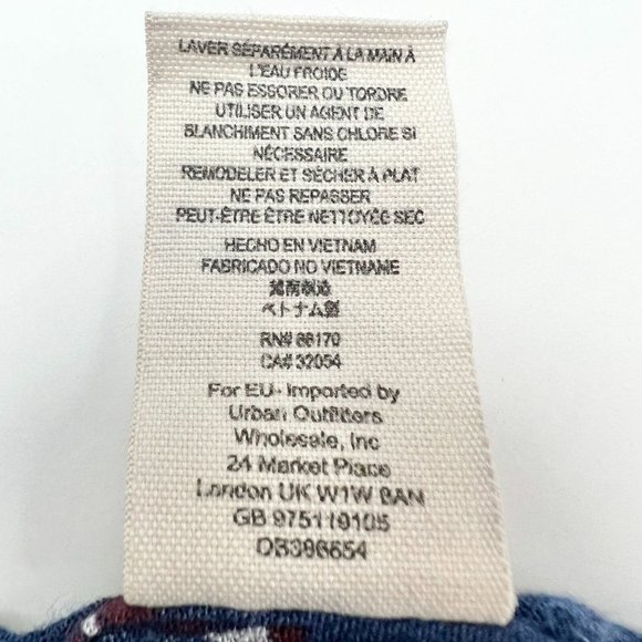 Free People Womens XS Ivory Blue Red Side Tie Tank Top Patriotic - Picture 10 of 10